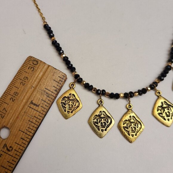 Taolei 18K Gold Plate Gold Charm Dangle Beaded Necklace 20-22 Inches - Picture 4 of 12